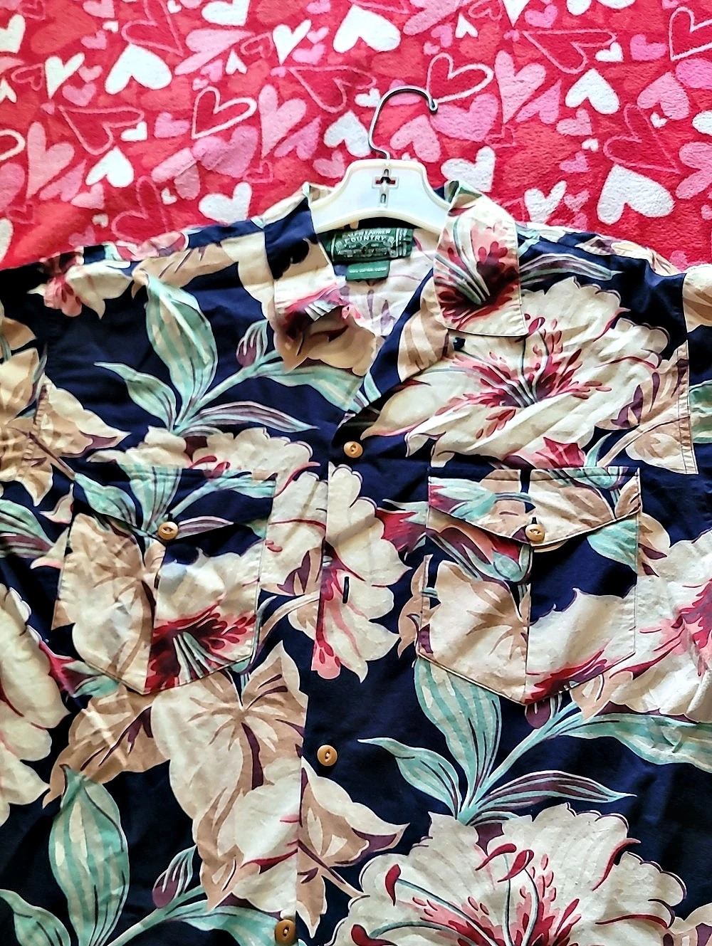 Ralph Lauren Floral Button Down Shirt in Blue Size Large